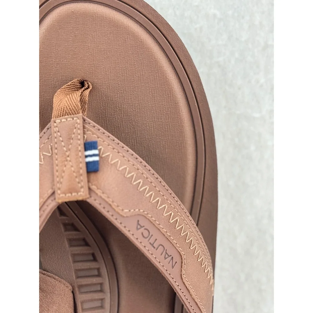 Nautica - Cadman Flip Flop Sandals Zigzag Stitch - Brown - 12 - Mens